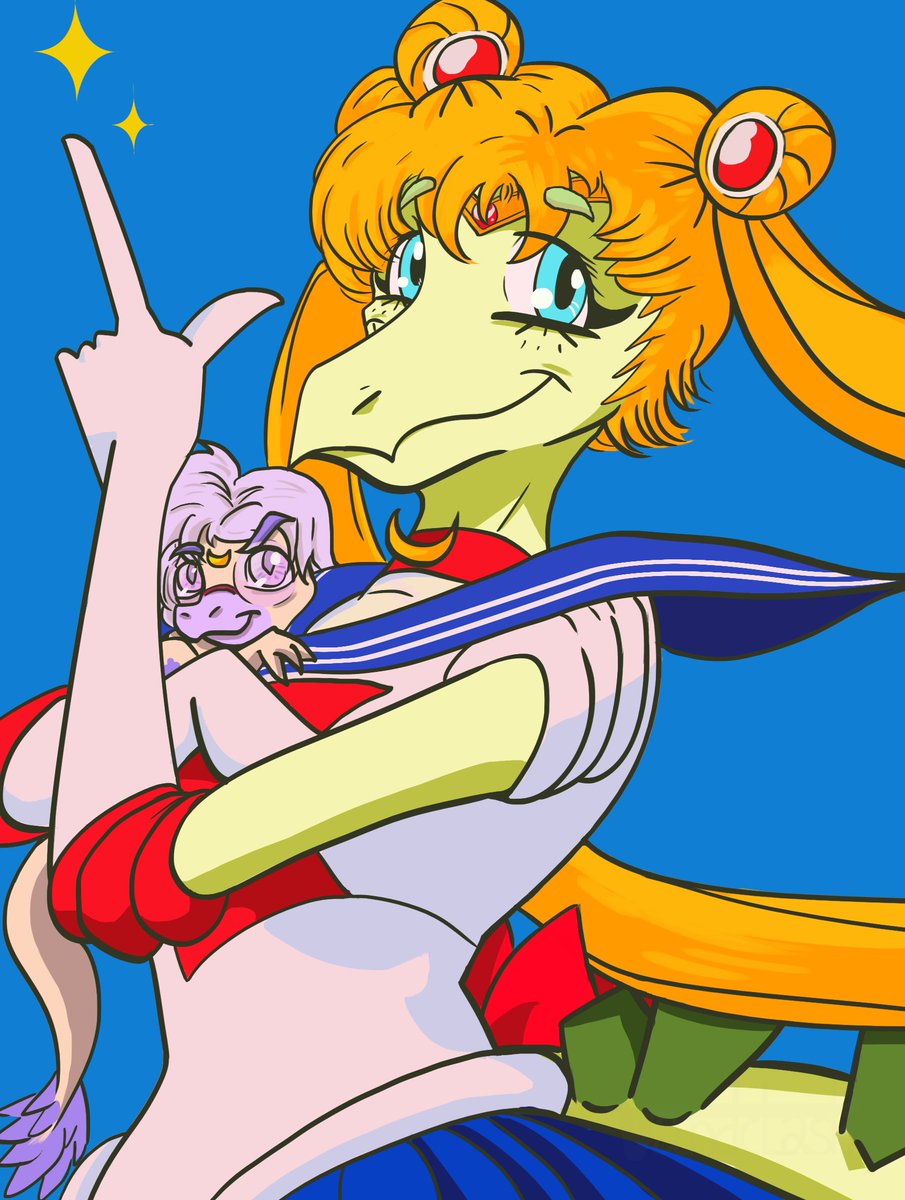 Sailor #Stella and Luna #Sage!

#snootgamefanart #snootgameart #snootgame #fanart #sailormoon #dinosaur #furry