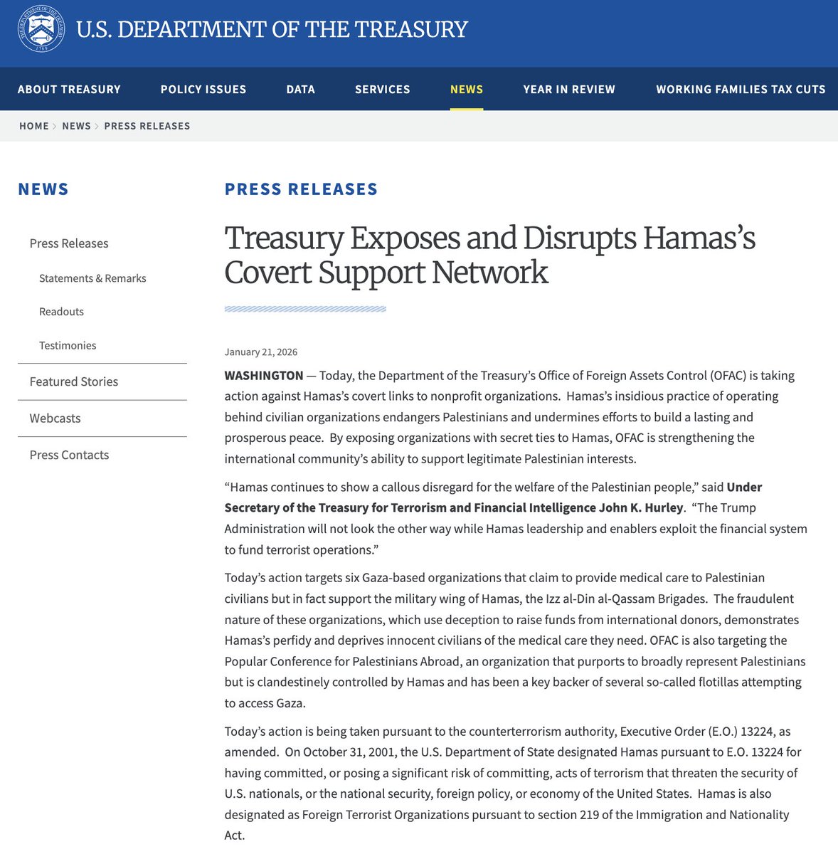 US Treasury 💣 

Most "charities" that raised money for Gaza were fronts for literally terrorists and Hamas.

Many gave not knowing this. 

But everyone who gave to them needs to be tracked and investigated so networks can be traced to unravel the thread of knowing complicit