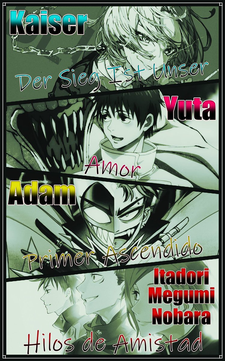 Gente es momento de cocinar un día más, presento los próximos temas (en orden) de esta temporada en la cual estoy feliz creando cosas:

- Der Sieg Ist Unser (Kaiser)
- Amor (Yuta)
- Primer Ascendido (Adam)
- Hilos de Amistad Remake

¡Os espero sin fecha pero pronto en todo esto!