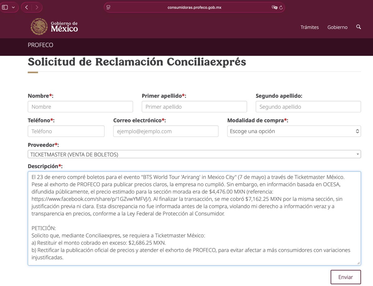 Jung_Chuseok's tweet image. Ahi va mi granito de arena.

Denuncia a Conciliaexprés para la diferencia de costos anunciado y efectivamente cobrado.

consumidoras.profeco.gob.mx/conciliaexpres…

#BTS_WORLDTOUR_MEXICOCITY @Profeco