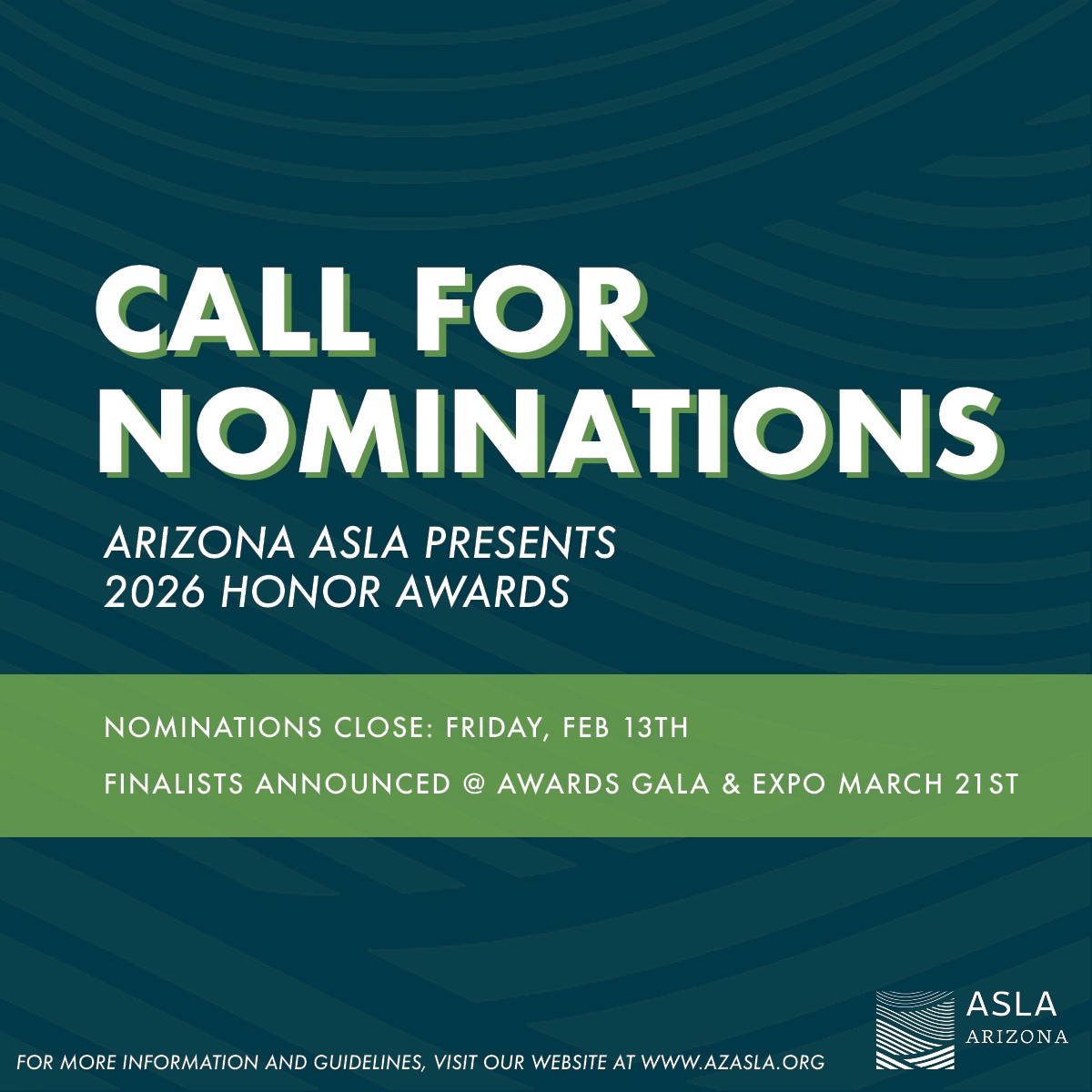 AzASLA's tweet photo. 📣 2026 AZASLA Honor Awards — Nominations Now Open! 🏆

Recognize the leaders, innovators, and advocates shaping Arizona’s landscape architecture profession! Submit your nominations by Feb 13, 2026.

Learn more &amp; nominate here 👉 https://t.co/Cgi3tdylix https://t.co/7634faoriR