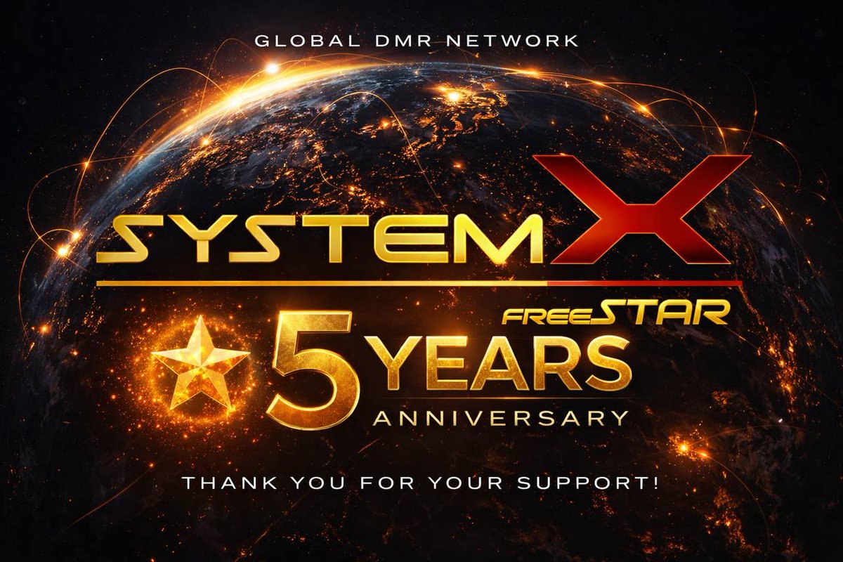 FreeSTARNetwork's tweet photo. Proud to announce that it’s been 5 years since we launched SystemX DMR Network. The first ever server being the United Kingdom 🇬🇧 a proud moment and a great achievement!
https://t.co/A7tqBkXq2V #FreeSTAR #SystemX #DMR https://t.co/zumdKaJtzb