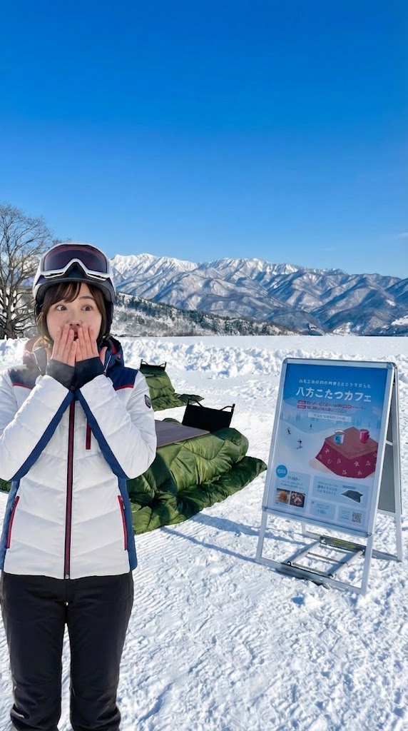 roud_trip's tweet photo. 白馬の雪山に…��たつ！？🏔️標高1200m、絶景の中でぬくぬく食べる「おしるこ」が最高すぎた😭✨頭は冷たく足元ポカポカ、まるで露天風呂気分♨️土日限定の非日常体験です！

【八方こたつカフェ】 📍白馬村・北尾根高原

#白馬カフェ #美咲のグルメ旅 https://t.co/c7yXlluLfv