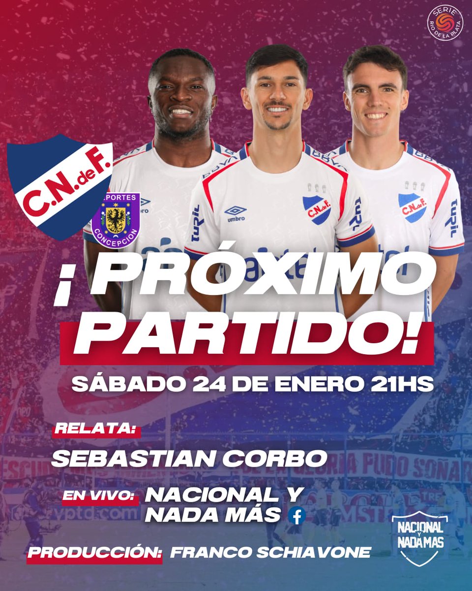 Mañana volvemos a casa y <a href="/NacionalYNM/">𝗡𝗔𝗖𝗜𝗢𝗡𝗔𝗟 𝗬 𝗡𝗔𝗗𝗔 𝗠𝗔𝗦</a> te lleva el encuentro en vivo y en directo 🔵⚪️🔴🙌 

La más escuchada en <a href="/facebook/">Facebook</a>  

#UnMismoSentimiento 
#Campeones