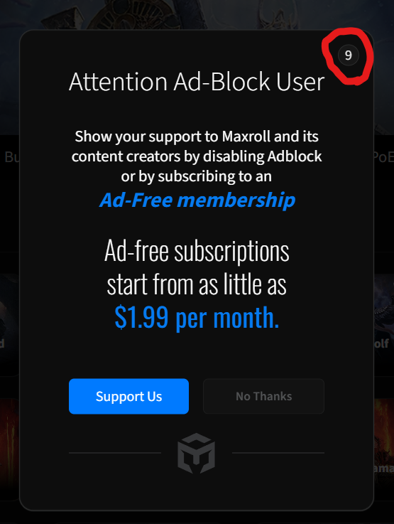 Hasselpoof's tweet photo. @maxrollgg no wonder moba is getting all the creators on their site, you guys are now using a 10 sec timer before this bullshit can be removed, mightaswell completely stop using the site now, 10/10 way to lose users https://t.co/gPiHBHj8zt