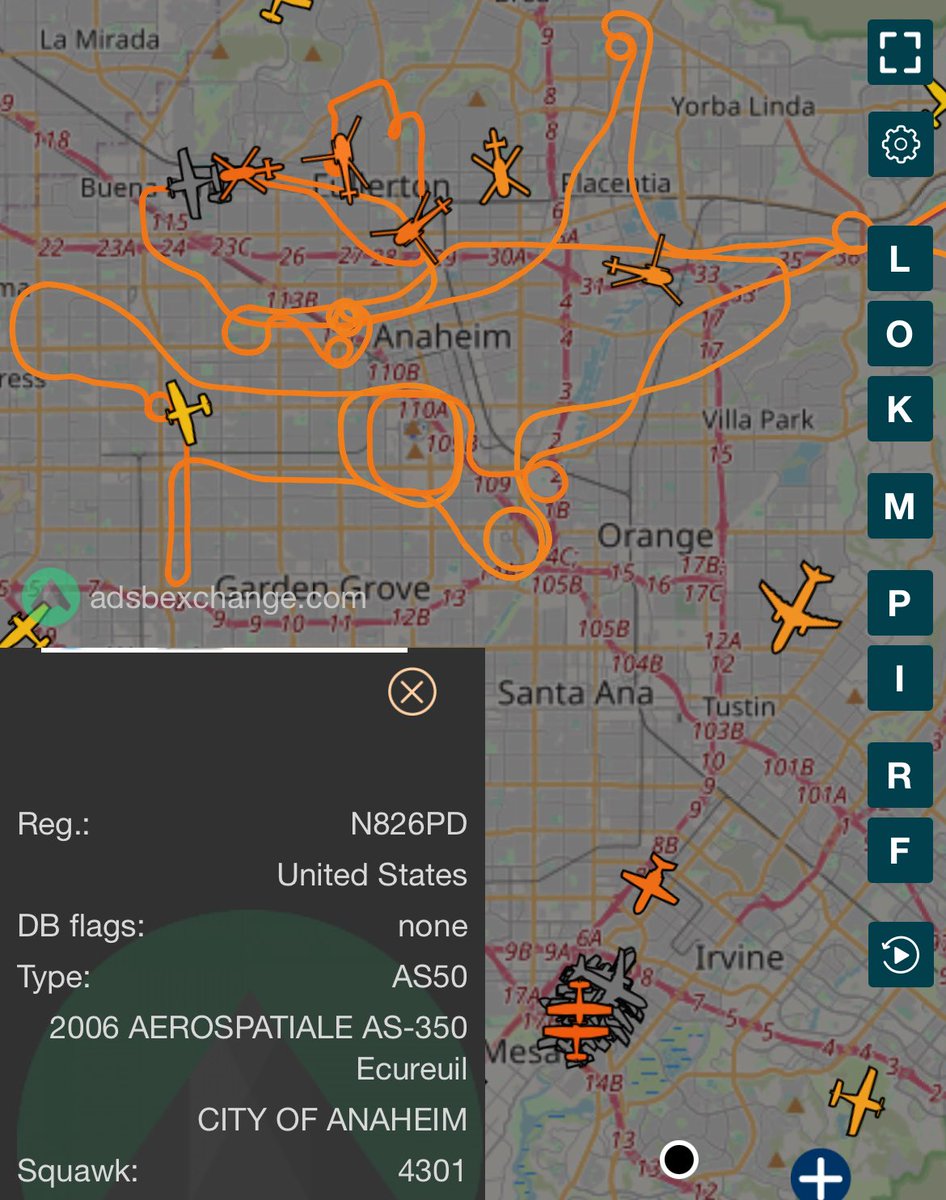 JB_Conley's tweet photo. @OC_Scanner OC Sheriffs, City of Anaheim, Medical Air Transport, and two other helicopters in the area. https://t.co/sMLYo6CRxS
