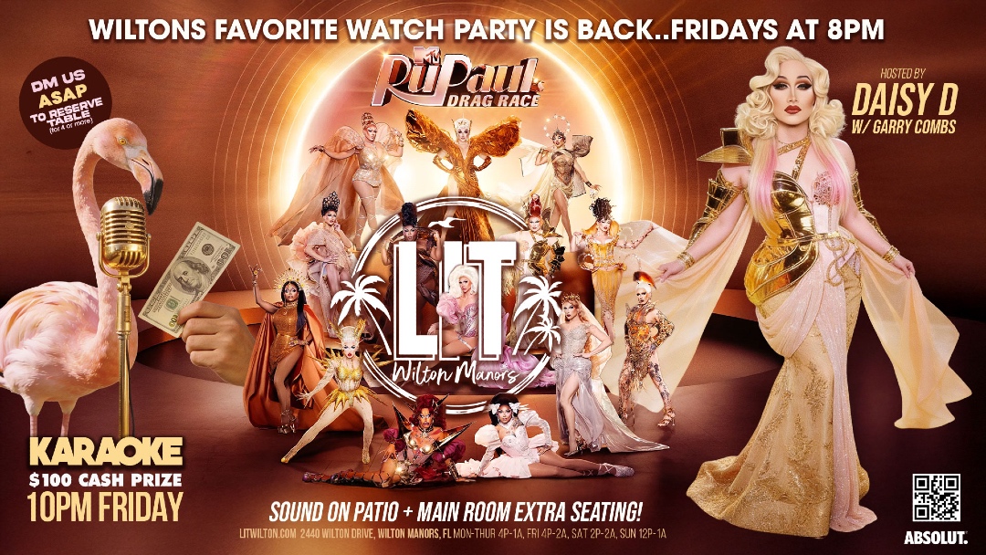 WILTON's FAVORITE WATCH PARTY starts at 8pm...DRAG RACE is on...watch the drama unfold while sipping the most delicious cocktails and stick around for our Friday Night KARAOKE with a $100 prize awarded best performance ...hosted by DAISY D &amp; GARRY C  #geLITwithus