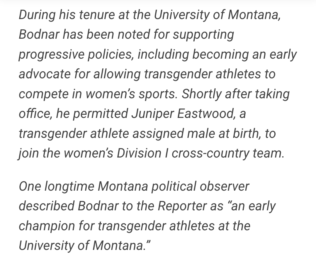 This is Seth Bodnar.

Senate Minority Leader Chuck Schumer (D-NY) is recruiting him to run as an Independent in Montana because the Democrat brand is too toxic for him to win with it in the state.

He supports men competing against women in sports.

📸 Bodnar in attendace with