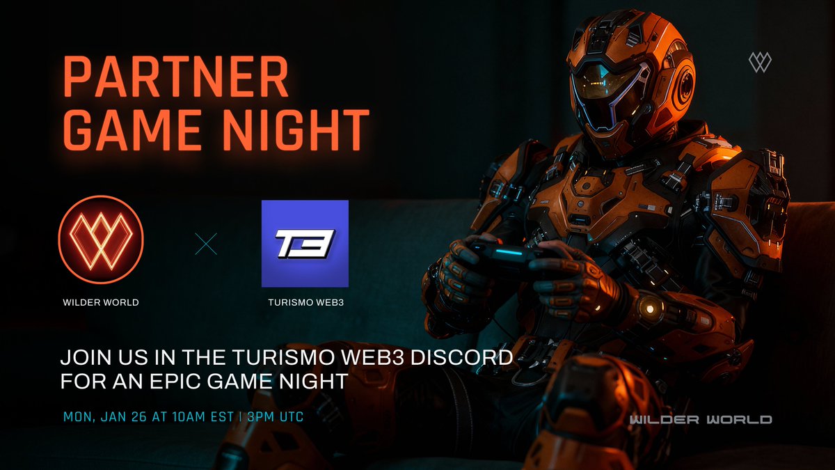 wildernation369's tweet photo. 🎮TURISMO WEB3 GAME NIGHT: 1 HR AWAY🎮

📍 Location: TW3 Discord
🔗 TW3 Discord: https://t.co/UF91KBR1Ir
🗓️ Time: 10AM ET/ 3PM UTC

🙌 Play, chat, and win some $WILD prizes when
@WilderWorld Super Early Access teams up with
@TW3OfficiaL! https://t.co/14fsBq1gnK