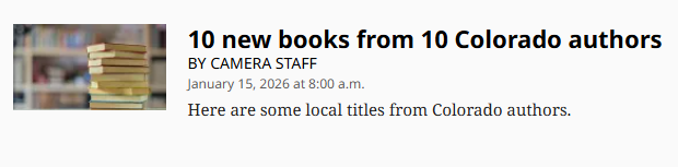 LunarNebulaLLC's tweet photo. Boulder Daily Camera included "Terra Tamers: Alpha" in their article "10 new books from 10 Colorado Authors" at https://t.co/A2dmhuVNWR! It looks like only subscribers can read it though https://t.co/DPmEG5Cdr3