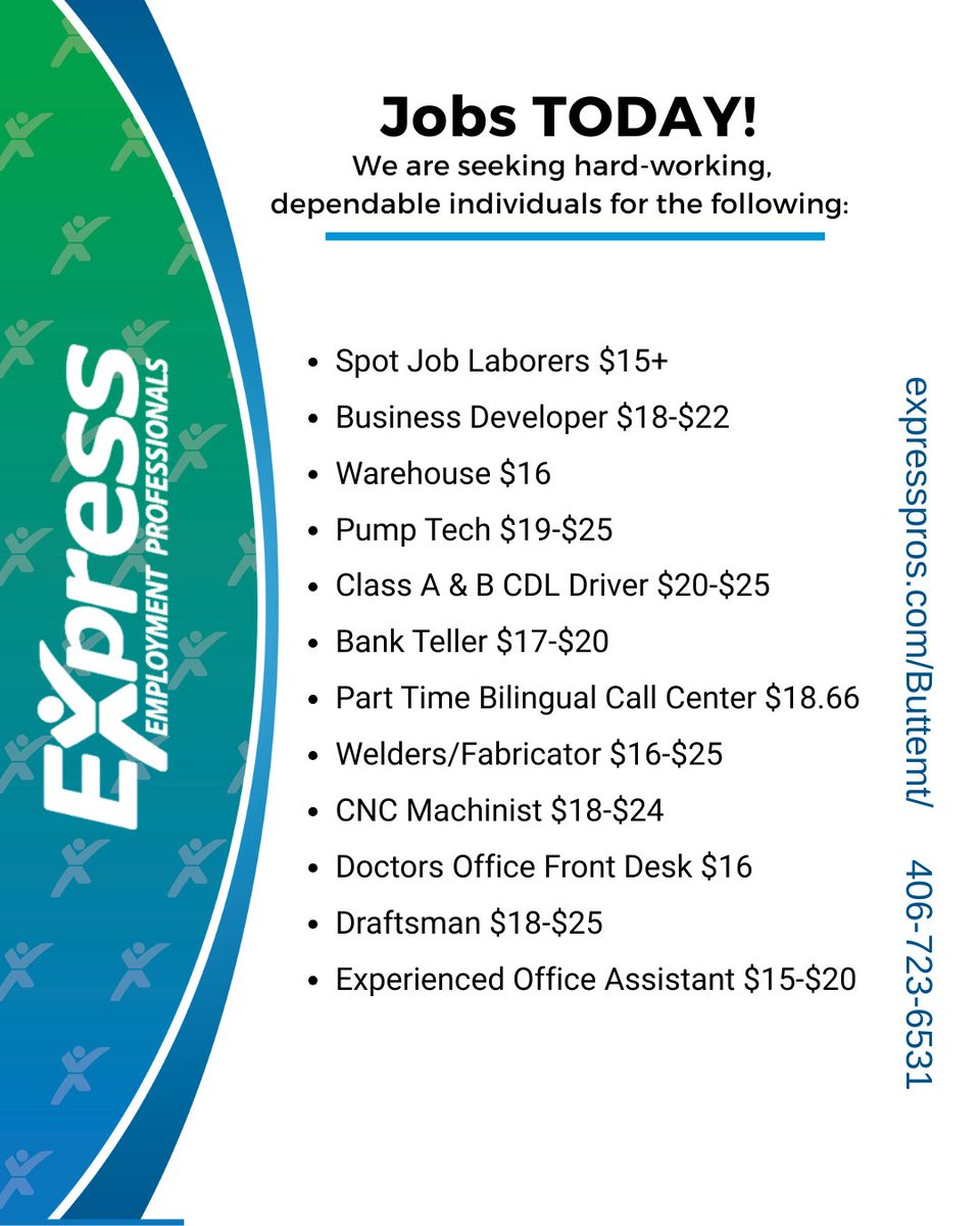 ButteExpressPro's tweet image. Woohoo! More jobs, mean more opportunities!