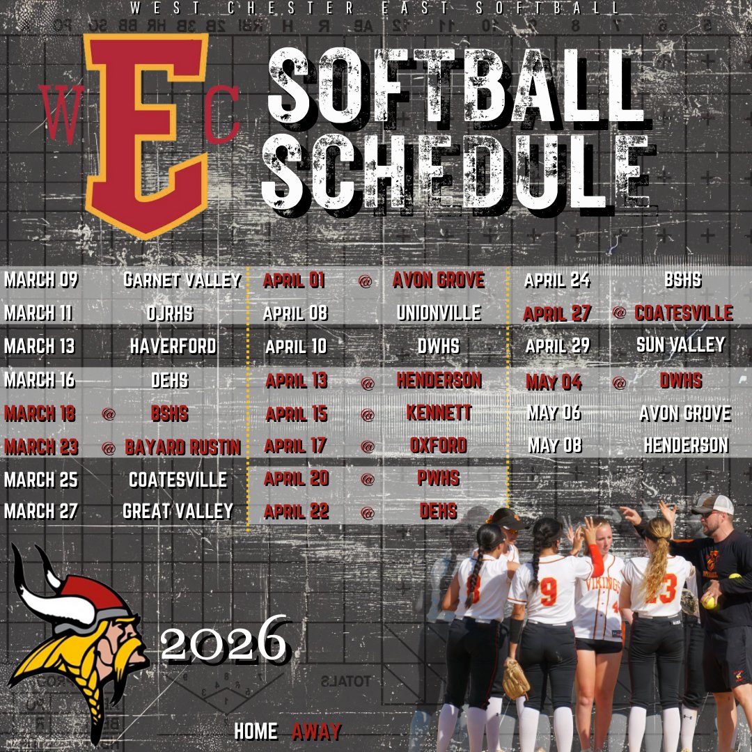 WCEastSoftball's tweet photo. 🥎 2026 West Chester East Softball Schedule 🥎 https://t.co/3xPU1YDVk1