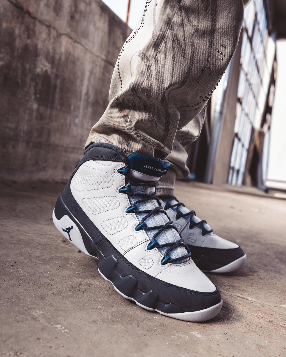 jordan 9 university blue on foot
