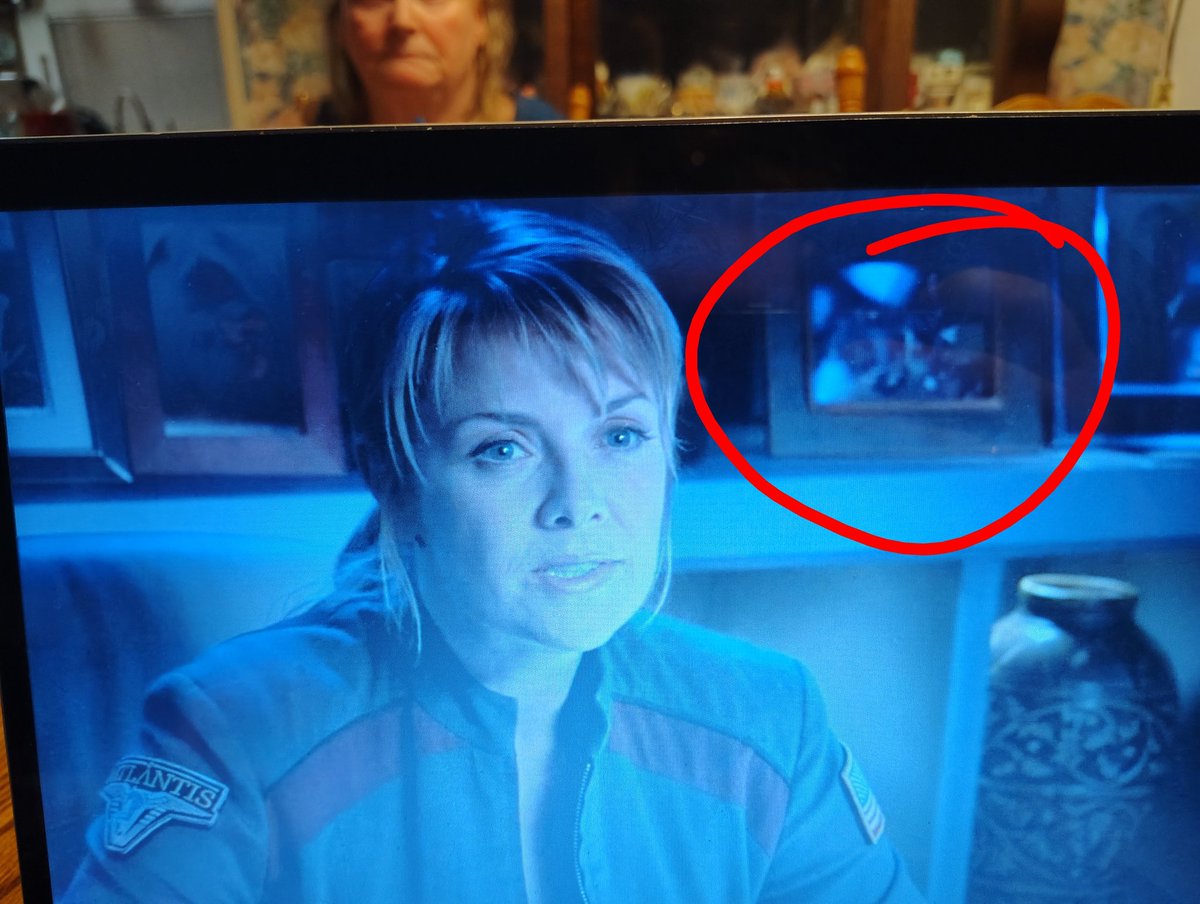 Ok to my SG1 Sam &amp; Jack shippers...this is SG Atlantis S4 ep Seer... Colonel Carter's desk..this pic is of her &amp; Jack fishing from the end of Threads... it's got a glare but that's the pic...it's 30:47...