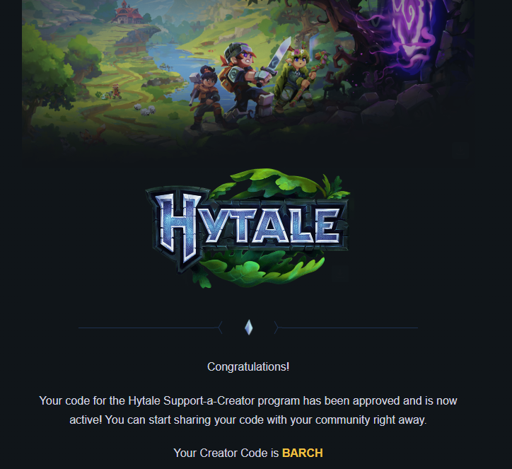 👾 Gente!! 👀
💣 LO HEMOS LOGRADO!! 💣
Ya tenemos código de creador "BARCH" para <a href="/Hytale/">Hytale</a> 🤯