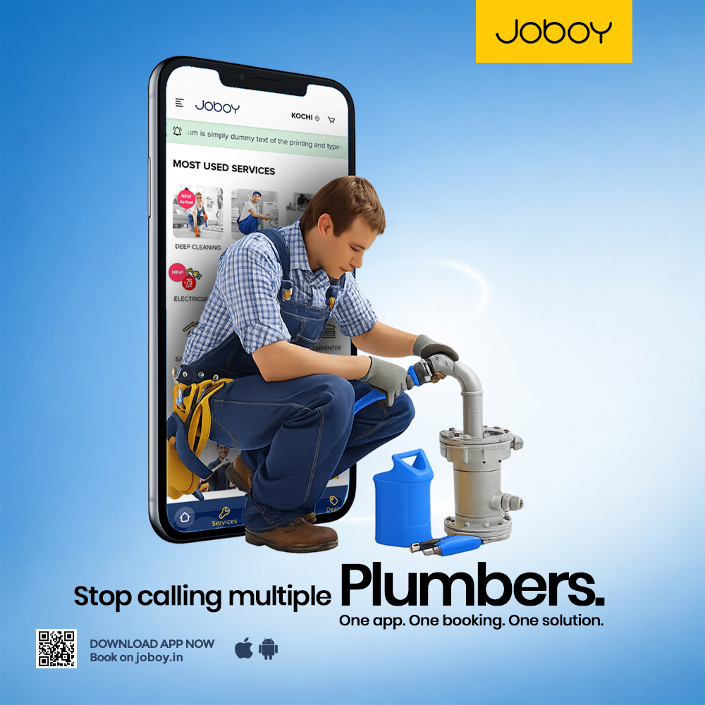 JoboyIndia's tweet photo. Stop calling multiple plumbers 🚫🔧 Book trusted plumbing services with Joboy—one app, one booking, one complete solution 🚿🛠️ 

#Joboy #PlumberNearMe #HomeServices https://t.co/VbSxR132iA
