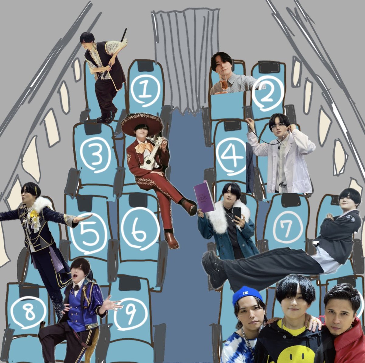 8時間のフライトどこに座る？
（機内が暇すぎて作った）