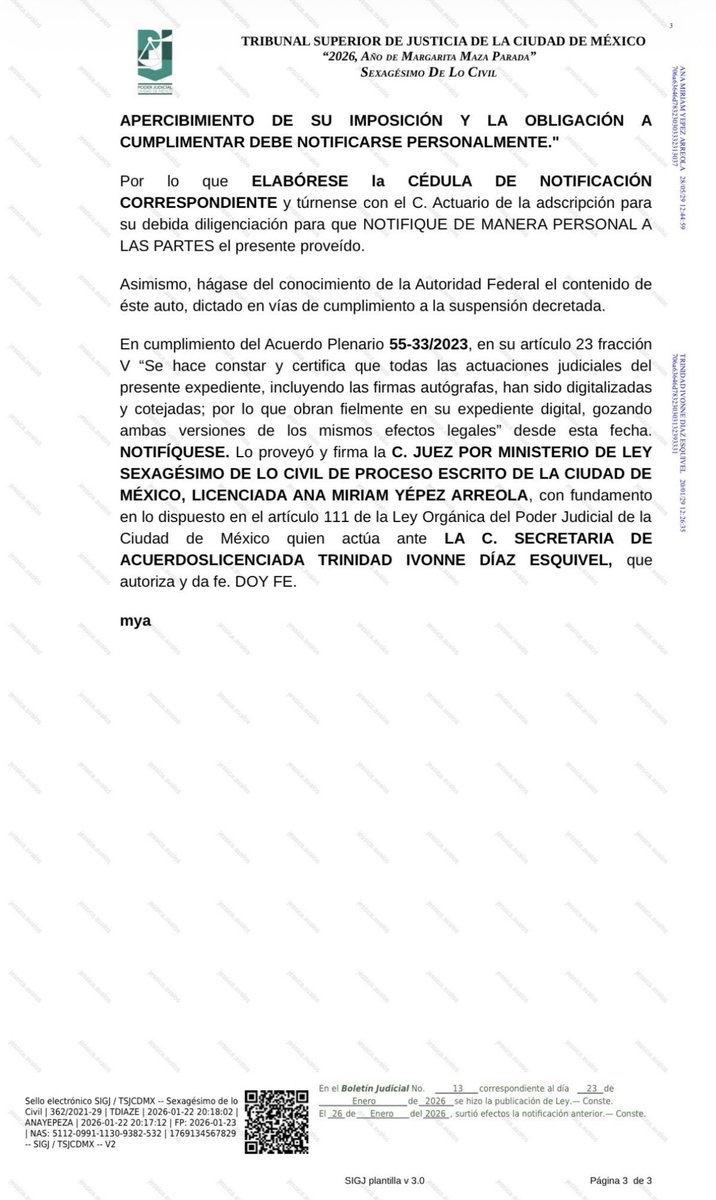 marianoosorio1's tweet image. Buenas noticias, la jueza Ana Miriam Yépez Arreola, ordena devolver el predio a Refugio Franciscano.

El documento oficial indica que será el próximo viernes 30 de enero a las 12 del día.

Este domingo a las 12 del día, defensores del @Ref_Franciscano marcharán del Monumento a la…