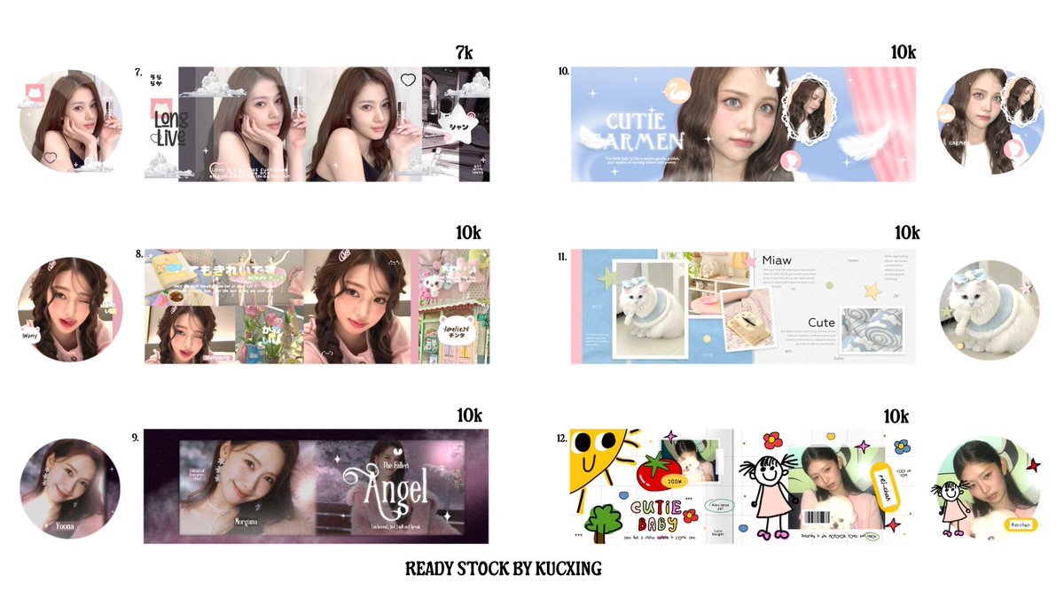 kucxing's tweet photo. WTS LAYOUT READY STOCK 🍂

harga tertera di pict, free retext yaa. ada Sana, Wonyoung, Yoona, Carmen, Rei, kucing, Yoojung, Jennie, Ningning juga ulzzang. harga 10k ke bawah yu! 

#zonauang https://t.co/IHJ8LyjFLQ