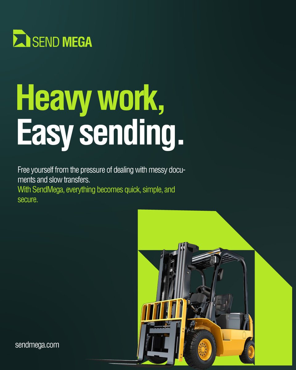 SendMega1's tweet photo. HEAVY WORK. EASY SENDING.
🚚 Built for large file transfers
⚡ Fast uploads, smooth delivery
Get started at https://t.co/qr5qK2DYFb
#SendMega #LargeFileTransfer #FileSharingMadeEasy #CloudTransfer
#DigitalWorkflow #ProductivityTools #FastUploads
#TechForBusiness #WorkSmarter https://t.co/uE6xpQGr4H