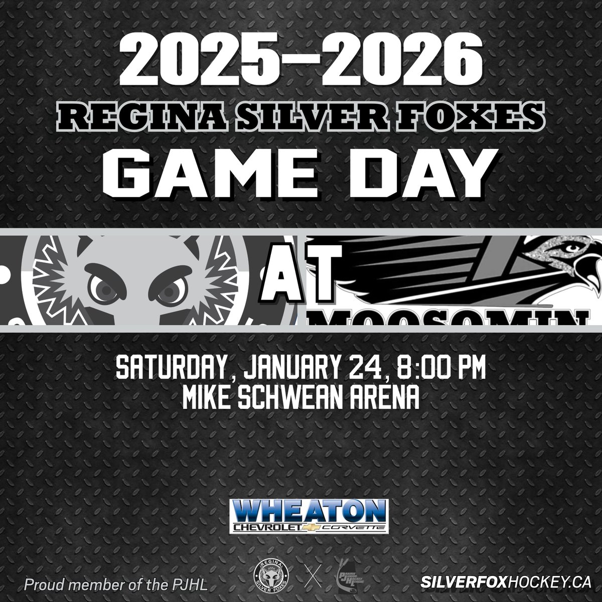 🦊SILVER FOXES GAME DAY🦊

The Foxes look to make it back-to-back victories as they head to Moosomin to play the Steelhawks.

🏒 - Puck drops at 8:00 PM
📍- Mike Schwean Arena
