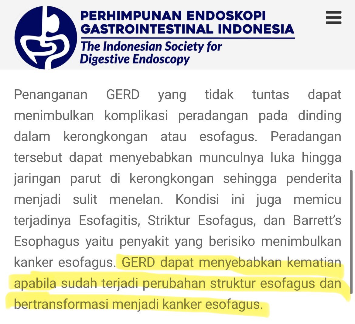 AdamPrabata's tweet image. Terkait perdebatan GERD dapat menyebabkan seseorang m*ningg*l dunia, gua rasa artikel dari PB PEGI ini cukup menjelaskan, silakan dibaca, terutama yang di-highlight

Poin satu lagi yang sebenernya tidak kalah penting dan butuh perhatian lebih adalah perlunya membedakan antara…