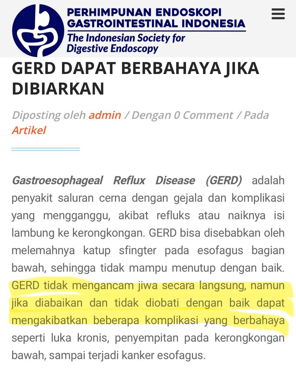 AdamPrabata's tweet image. Terkait perdebatan GERD dapat menyebabkan seseorang m*ningg*l dunia, gua rasa artikel dari PB PEGI ini cukup menjelaskan, silakan dibaca, terutama yang di-highlight

Poin satu lagi yang sebenernya tidak kalah penting dan butuh perhatian lebih adalah perlunya membedakan antara…