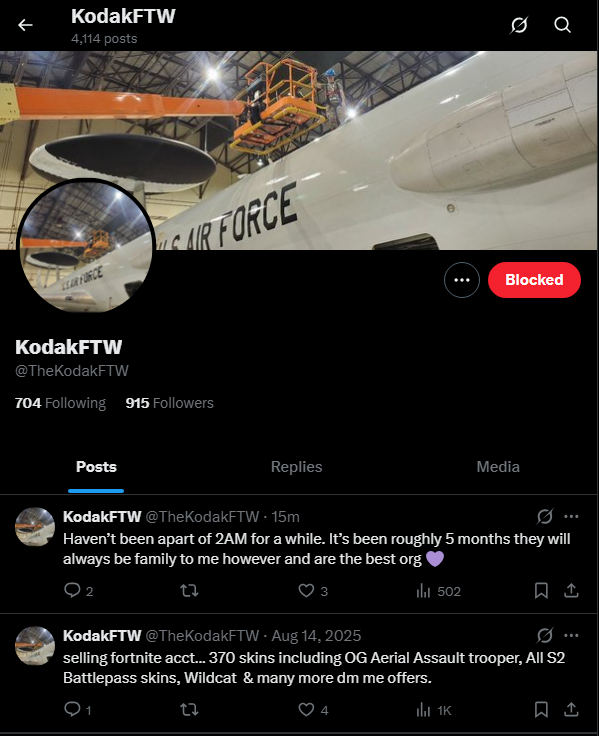 LMAOOO HE CHANGED HIS USERNAME AND REMOVED ALL 2AM AFFILIATION FROM HIS PROFILE.😭