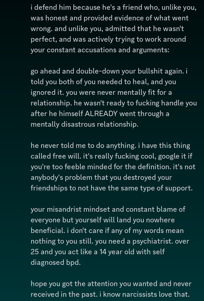 Since I know you're watching, here's one from Star. At least she was honest.