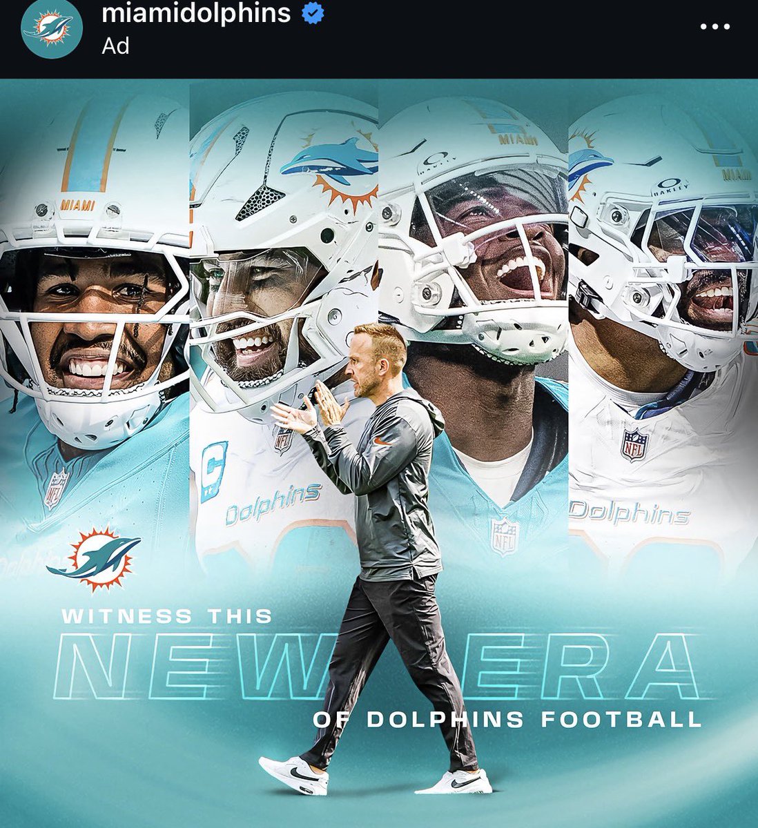 This ad from the Dolphins advertising a “new era” and doesn’t feature Tyreek or Tua. Those boys are long gone. 😭