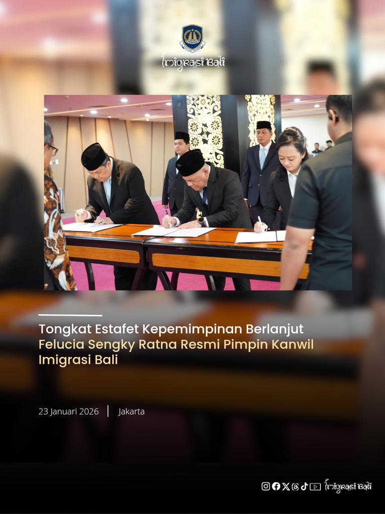 Tongkat Estafet Kepemimpinan Berlanjut, Felucia Sengky Ratna Resmi Pimpin Kanwil Imigrasi Bali
instagram.com/p/DT3-t_nk9_W/…