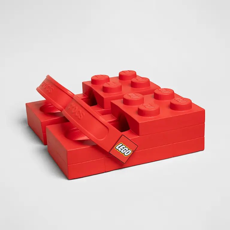 PopBase's tweet image. LEGO and Crocs are releasing brick-shaped clogs, priced at $150.

Launching next month.