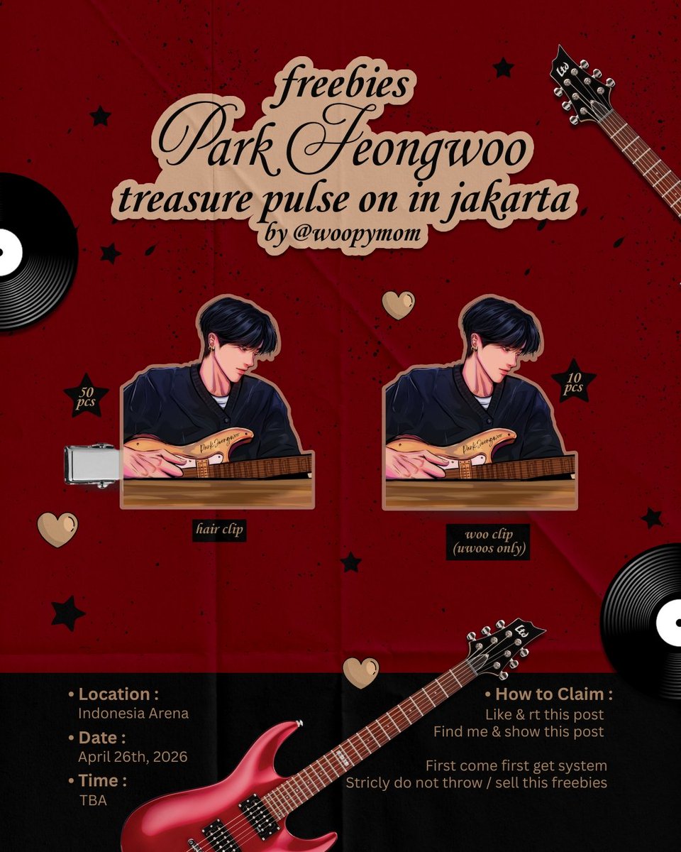 Woopymom's tweet image. ⋆.˚ 🅕🅡🅔🅔🅑🅘🅔🅢 ˚.⋆
𝓟𝓪𝓻𝓴 𝓙𝓮𝓸𝓷𝓰𝔀𝓸𝓸ꨄ︎
˙✧˖ PULSE ON IN JAKARTA ˖✧˙
By @Woopymom 

📍Indonesia arena
🗓 26 April 2026
🕛 TBA 

☘︎ like &amp;amp; rt this post 
☘︎ 1 prsn = 1 pack
☘︎ fcfg system
❌️ do not throw / sell 

#PULSEONinJakarta2026
#PULSE_ON_IN_JAKARTA