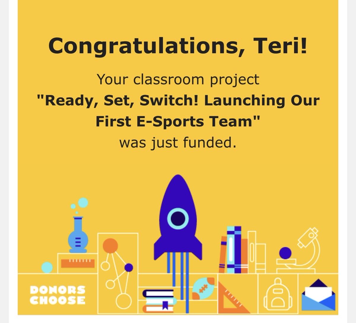 Thank you <a href="/PandaExpress/">Panda Express</a> for funding my project today. E-Sports for the win!