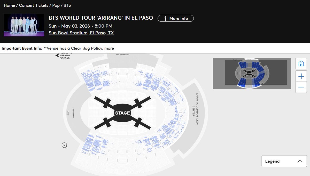 Update: Sun Bowl Stadium #ARIRANGTour

The floor for both days and some sections in the stadium seating have sold out since presale. 

If you had no luck for Arlington or want to catch an additional stop, El Paso is great consideration during general sale😊