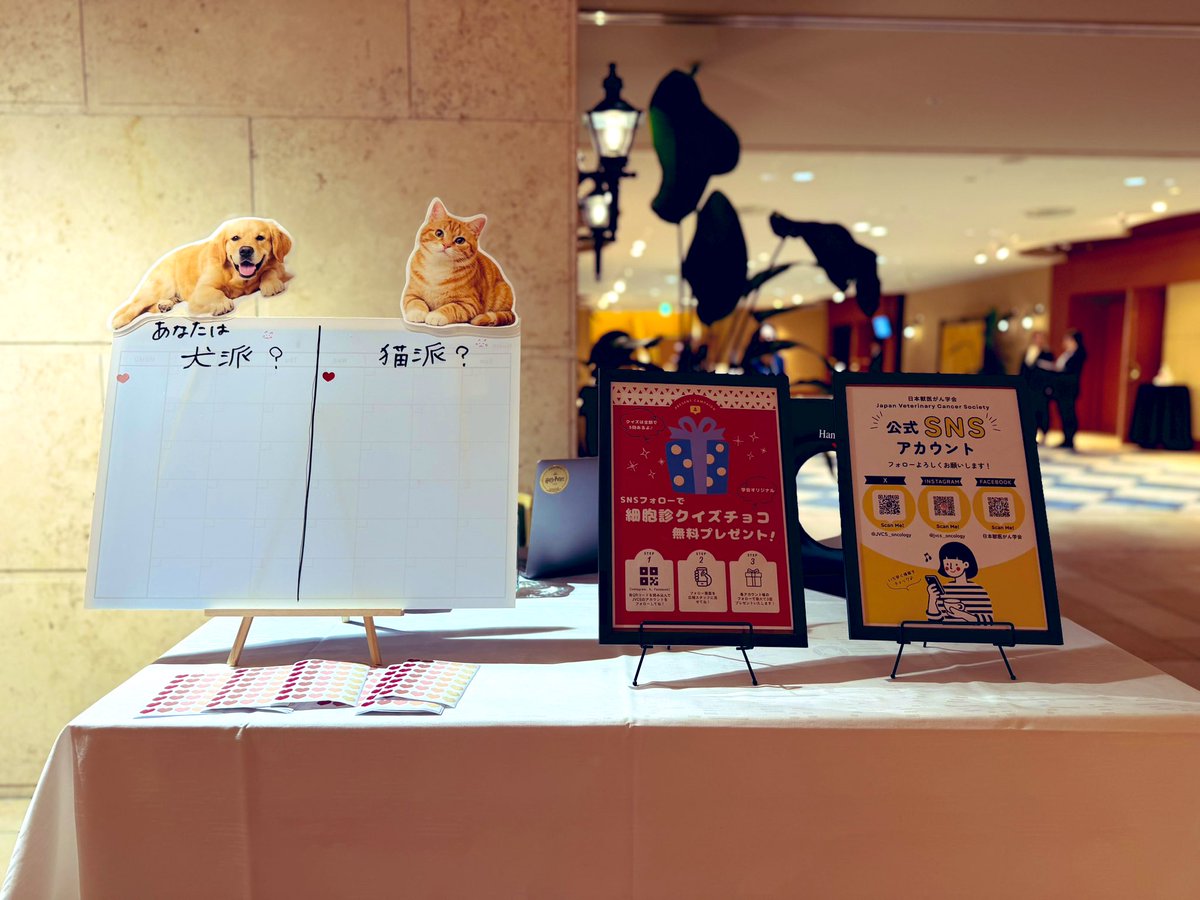 JVCS_oncology's tweet photo. 地下1階にて、広報ブースが出現中です！
ぜひ遊びに来てくださいね♪
細胞診チョコも好評です！！

#JVCS
#細胞診チョコ https://t.co/WFvXoVt8y4
