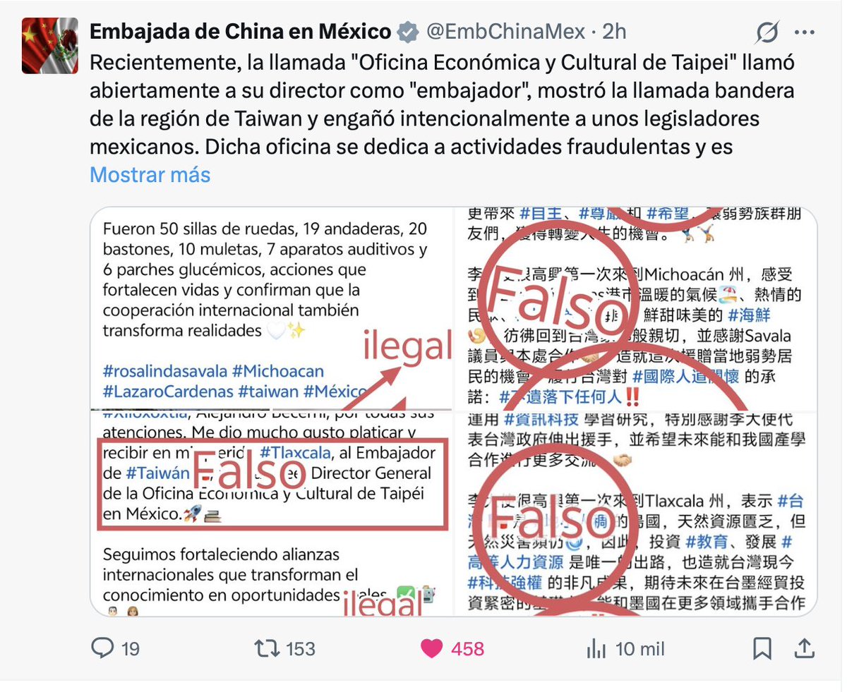 🚨Senadora de Tlaxcala que llamó estúpidos a quien le pregunte, suma nuevo escándalo provocando conflicto diplomático con China 🇨🇳

Ahora la Senadora de Tlaxcala <a href="/AnaLiliaRivra/">Ana Lilia Rivera ✨</a> provocó un escándalo diplomático tras utilizar a la <a href="/taiwan_mexico/">Taiwán en México</a> como embajada para entregar