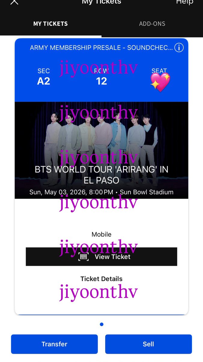 jiyoonthv's tweet photo. WTT: BTS WORLD TOUR ARIRANG 

Have: El Paso VIP BARRICADE seat (day 2)

Want: Stanford BARRICADE SEAT ONLY (day 1 or 2 )

MUST BE WILLING TO FACETIME DURING TRANSFER. ☺️💖

(i will keep and attend if i can’t trade so don’t ask to buy pls!! ) https://t.co/oNQbgxkmaR
