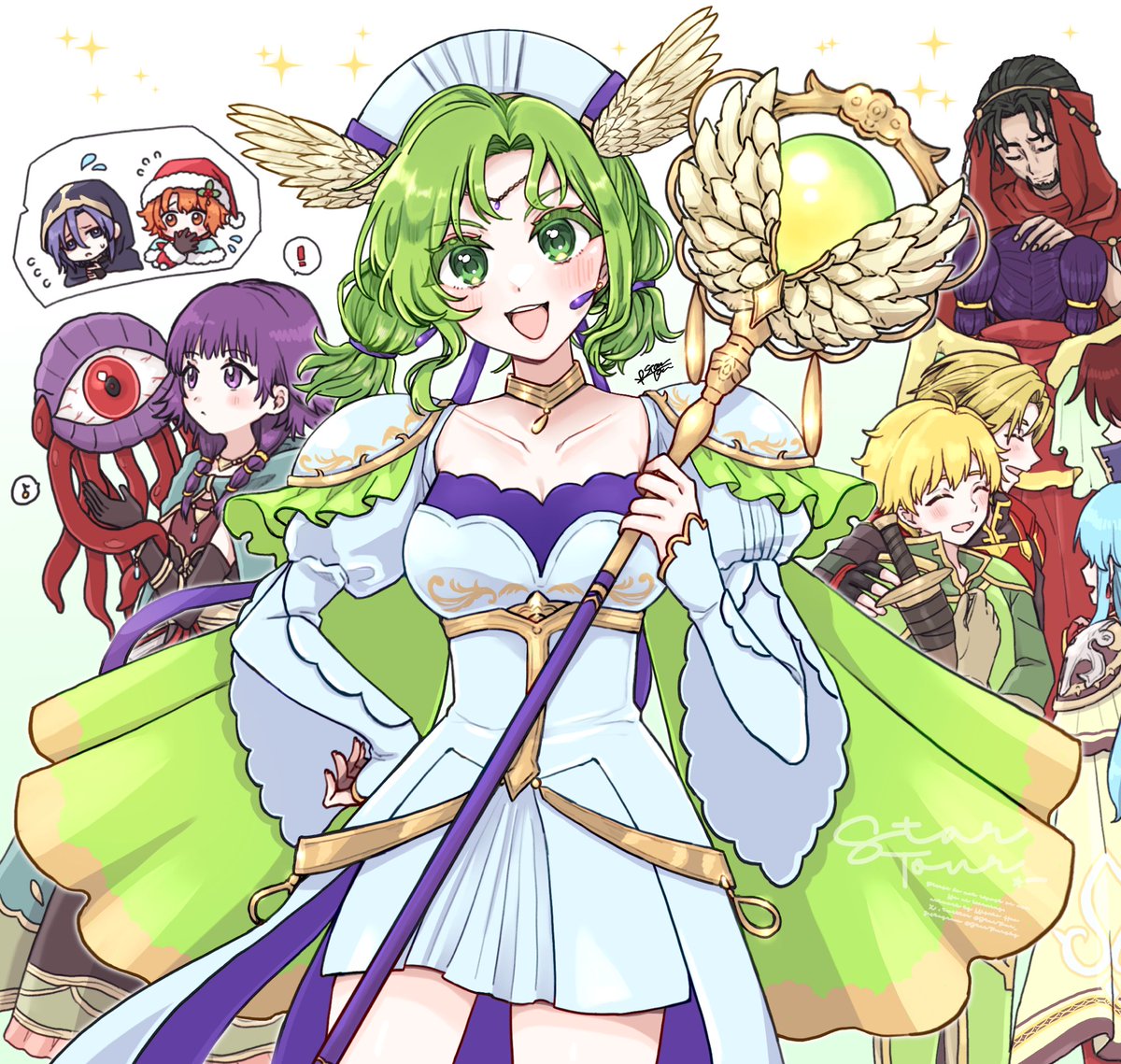 StarTour_'s tweet image. ✨聖光の守護者たち〜！
ラーチェルお迎え記念なお絵かき☺️