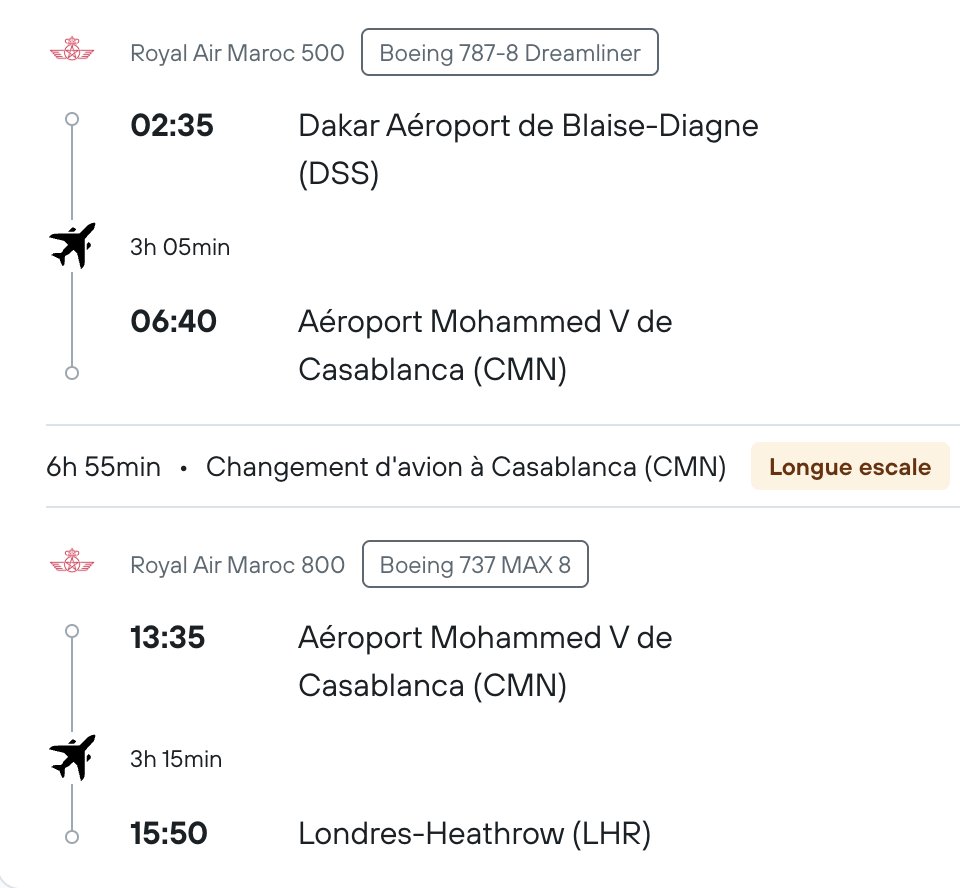 AtlasFactCheck's tweet image. 📌 MISE AU POINT 🇲🇦

El Hadj Malick Diouf n'était pas "bloqué".
Il effectuait une escale de 6h55 à l'aéroport de Casablanca, dans le cadre de son trajet Dakar-Londres avec la Royal Air Maroc.
Aucun incident n'a été signalé.

❌ L’AUTEUR PRÉTEND : El Hadj Malick Diouf aurait été…