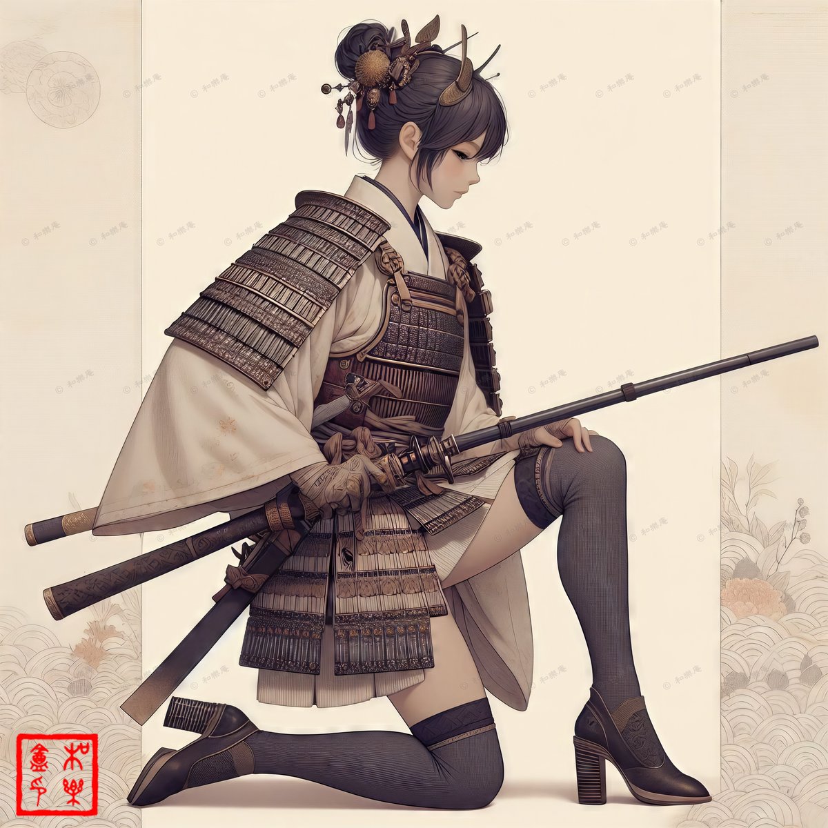UraWaRakuAnn's tweet photo. Armor transforms into ornamental grace.

#AIArt #ArmorDesign #ProtectiveBeauty #FunctionalArt #MilitaryAesthetics #DigitalCostume #NFTDesign #HistoricalFusion #ArtisticArmor #VisualContrast #DesignDetails https://t.co/077UJZ5C92