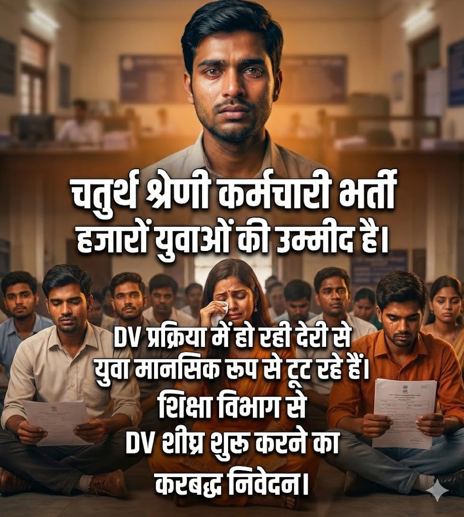 54k बेरोजगार युवा पिछले 8 दिनों से इसी इंतजार में बैठे हे कि दो गुना की लिस्ट कब आएगी डीवी प्रक्रिया कब शुरू होगी कब तक वो अपनी जॉब को सिक्योर करेंगे इसका जनाब दीजिए माननीय <a href="/alokrajRSSB/">Alok Raj</a> जी
#चतुर्थ_श्रेणी_DV_शुरू_कराओं
