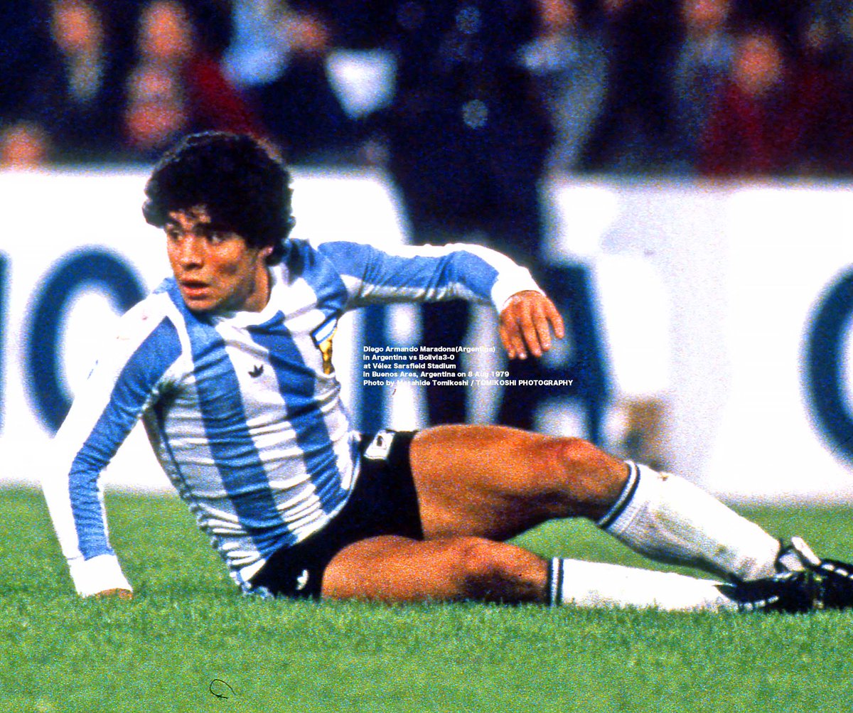 Diego Armando Maradona(Argentina) 6
in Argentina vs Bolivia3-0 
at Vélez Sarsfield Stadium 
in Buenos Ares, Argentina on 8 Aug 1979 
Photo by Masahide Tomikoshi / TOMIKOSHI PHOTOGRAPHY