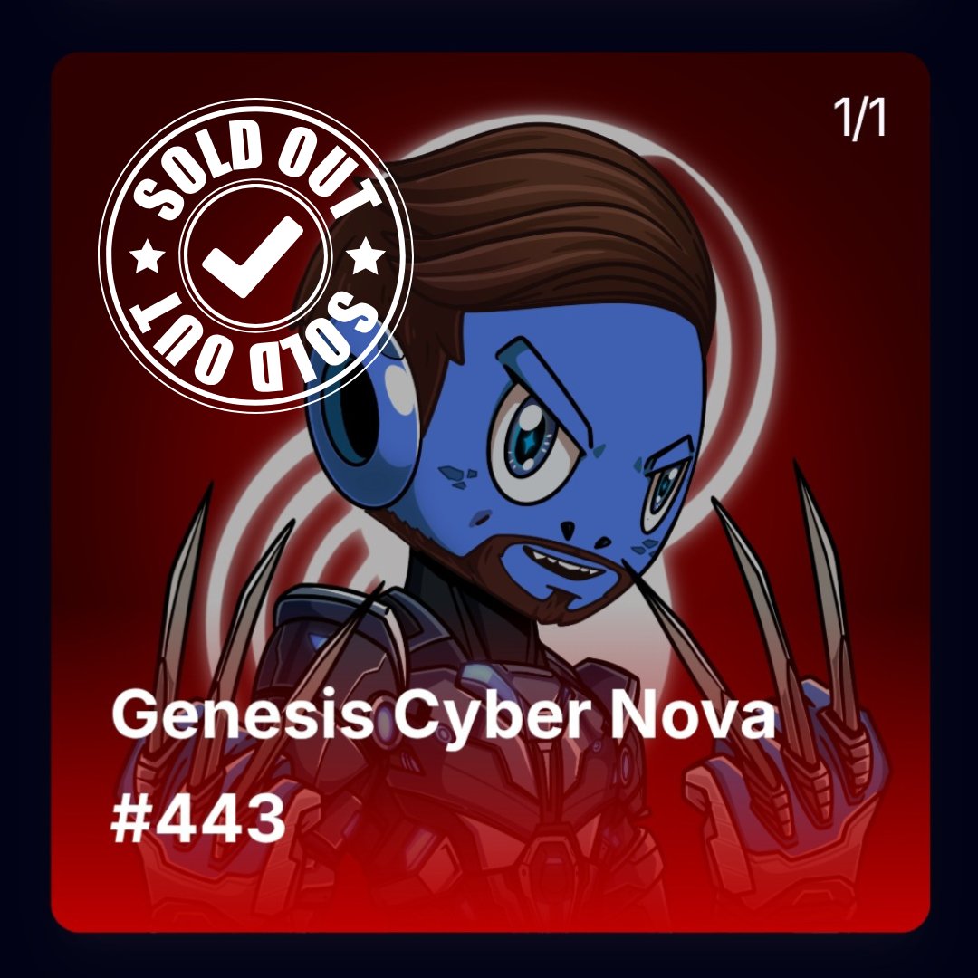 ⚠️ <a href="/JonEvansJones/">Jon Jones | Supra</a> of the NOVA Tier is already MINTED OUT.

The Genesis is moving fast — early believers are already in.
Don’t miss your entry into Cyber Nova.

Mint now before the next tier disappears ⚡
🛸 crystara.trade/marketplace/ge…

#CyberNova #Supra #Crystara #Web3 #NFT $Supra