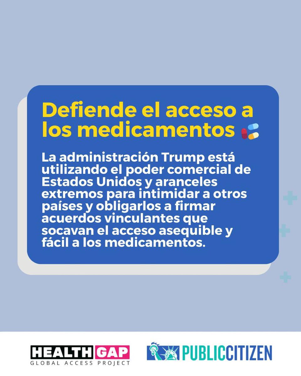 gua_med's tweet photo. El acceso equitativo a los medicamentos es una responsabilidad global. Los acuerdos comerciales que encarecen o restringen su disponibilidad afectan directamente a los sistemas de salud y a millones de personas en todo el mundo.

@Public_Citizen @HealthGAP https://t.co/1v4jPdIwg2