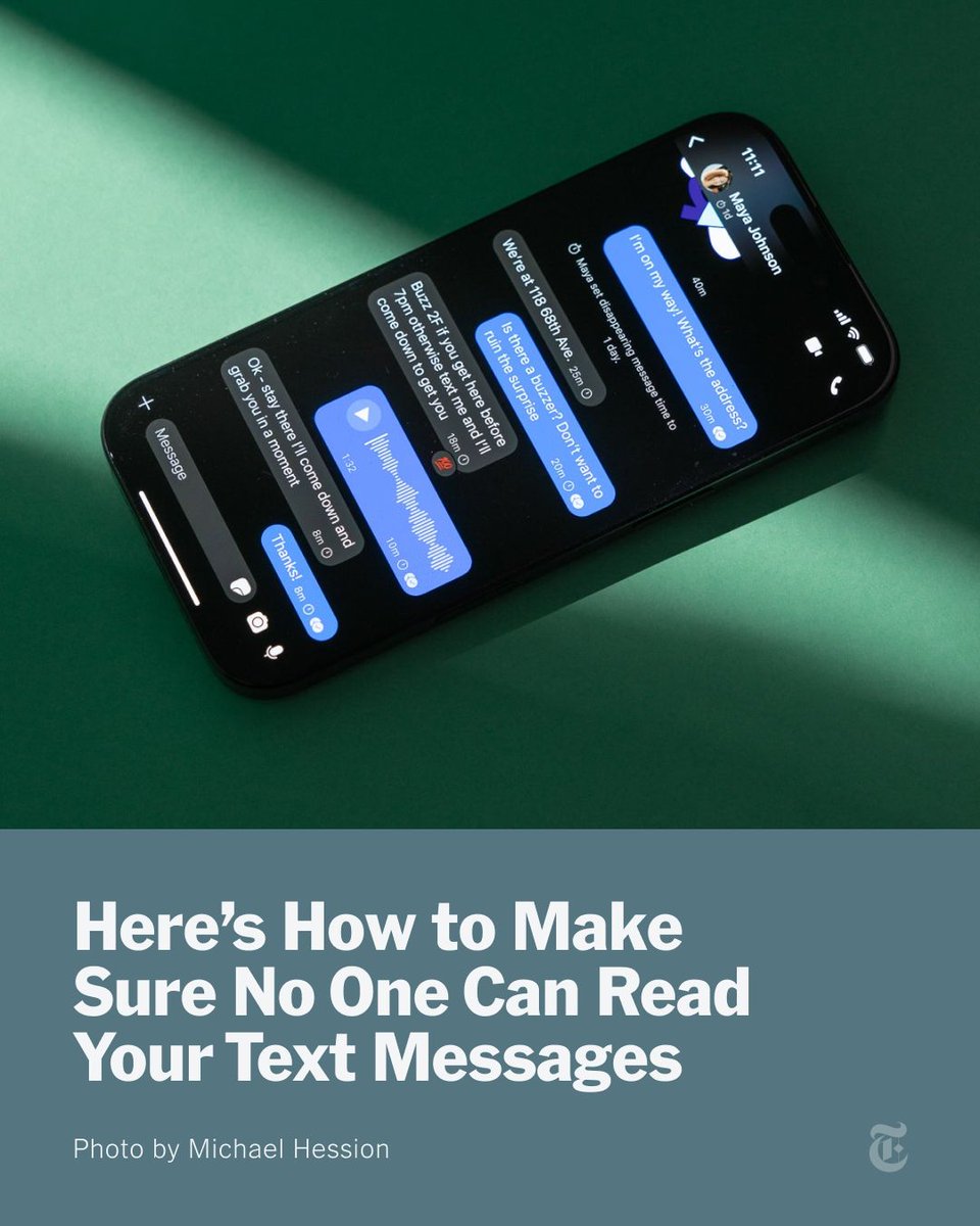 wirecutter's tweet image. Keep your texts safe from prying eyes 🔐 Learn more: nyti.ms/4pUHIiw