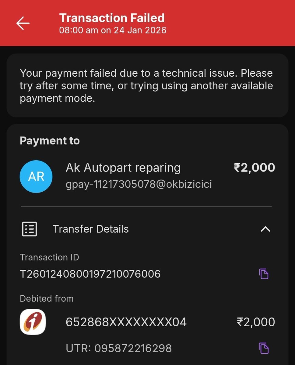 _amirkhann_'s tweet photo. @ICICIBank_Care @PhonePeSupport Unable to make upi payments through ICICI Rupay credit card and this issue facing last 2 months. Sometimes payment happen and many times this technical issue coming. Phonepe team saying its your bank issue. Kindly look into this urgently. https://t.co/vQmxySMXgj