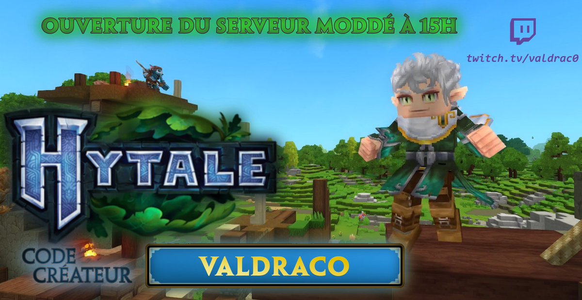 Il est temps de passer au niveau supérieur !
Testons ensemble les mods, d'hors et déjà disponible sur #hytale ! 

Début du live à 14h ! Et ouverture du serveur à 15h !

✨Lien en bio✨