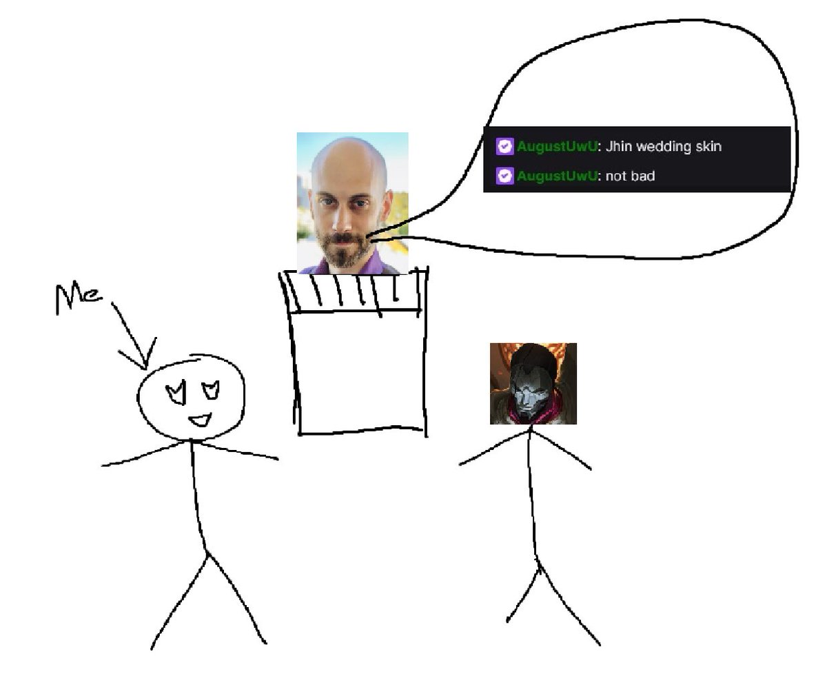 WE’RE GETTING MARRIED 
Thank you for blessing Jhin and my marriage <a href="/RiotAugust/">August</a> 🙂‍↕️ 

#thanksobama #jhin #leagueoflegends #wedding