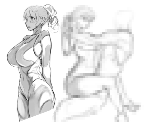 あんているさんの絵でクロッキーをしてますが、ふと思いつきました。これ流出じゃね?
勿論、あんているさんのフルの絵と私のン十分クロッキーは大違いですが、私はポリシーのある絵師ですので、モザイクで上げます。
気になる方は、私ではなくあんているさんを後援して確認してください。エロいです 